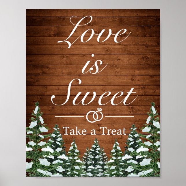 Poster Snowy Wood & Forest Country Wedor Sign (Frente)