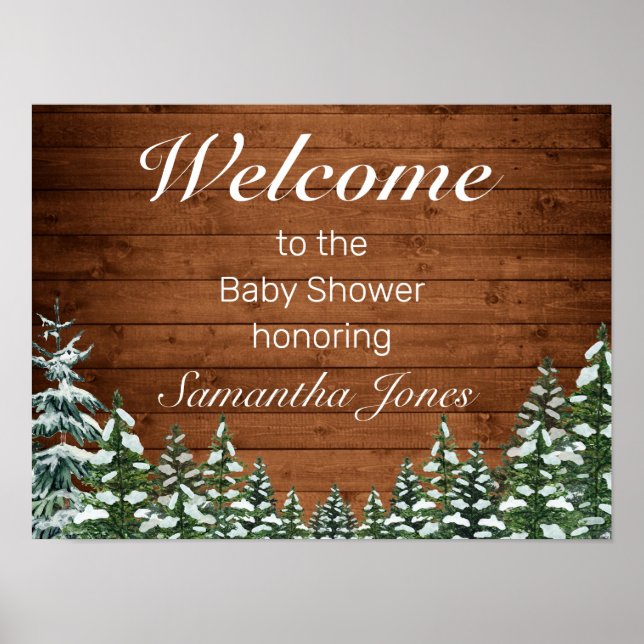 Poster Snowy Wood & Forest Pine - Sinal de Boas-vindas ao (Frente)