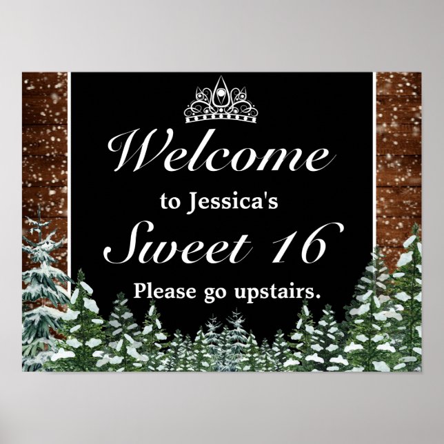 Poster Snowy Wood & Forest Tiara Sweet 16 Sinal de Boas-v (Frente)