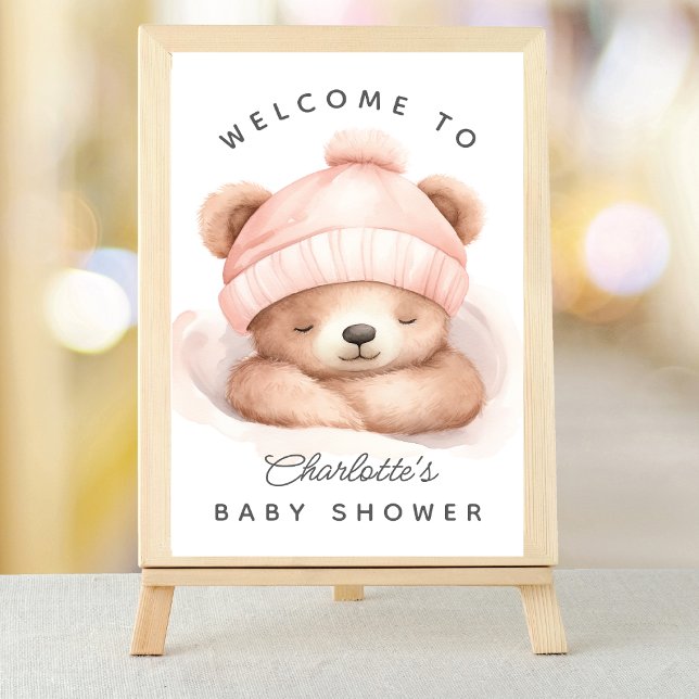 Poster Snuggle Up Bear Chá de fraldas Sinal de Boas-vinda (Criador carregado)
