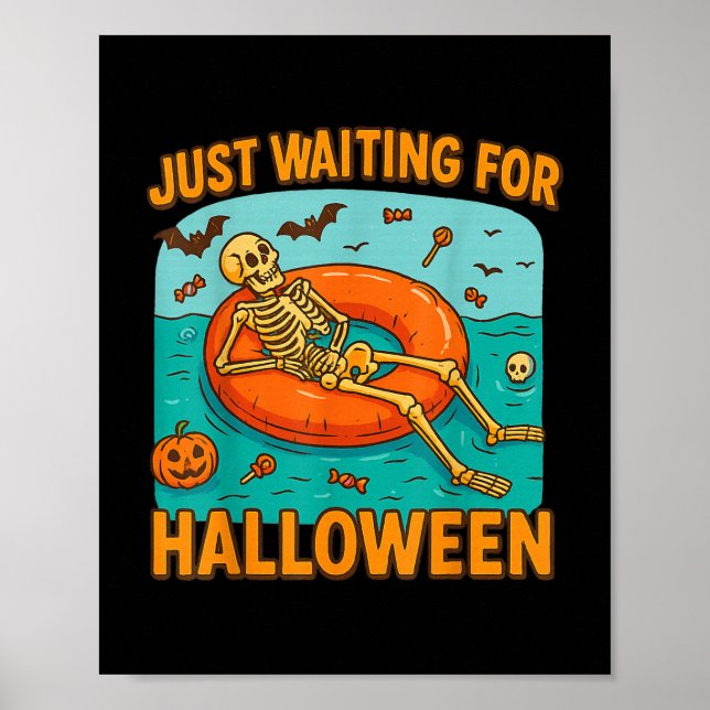 Poster Só Esperando O Esqueleto Engraçado Do Halloween Fl (Frente)