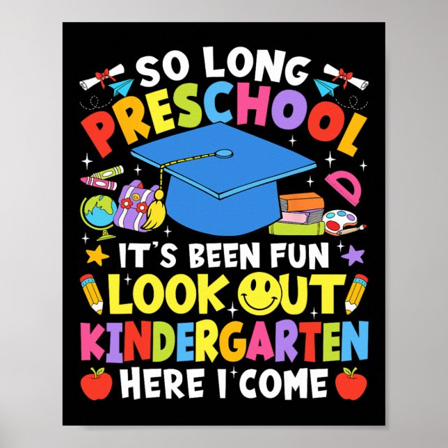 Poster So Long Preschool Graduation Kindergarten Here I C (Frente)