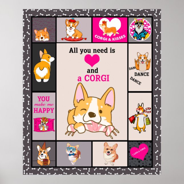 Poster Só Preciso De Amor E Corgi (Frente)