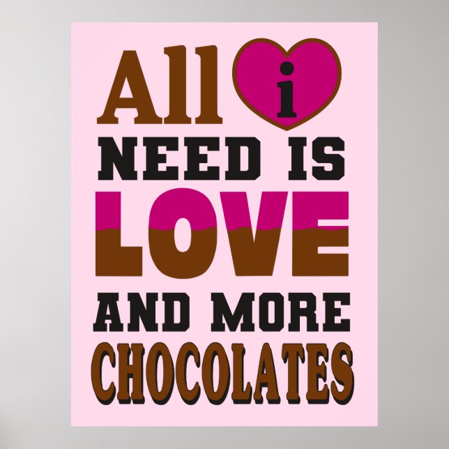 Poster Só preciso de amor e mais chocolates (Frente)
