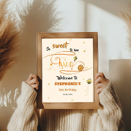 Poster So Sweet To Bee Two Honey Bee 2nd Birthday Welcome