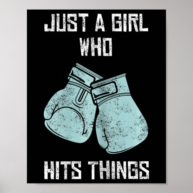 Poster Só Uma Garota Que Bate Nas Coisas Boxando Mulheres (Frente)