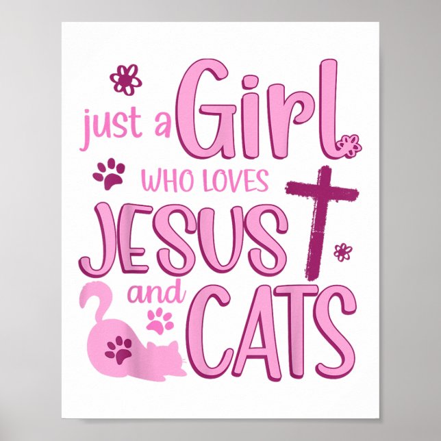 Poster Só Uma Menina Que Ama Gatos E Jesus, Um Animal Eng (Frente)