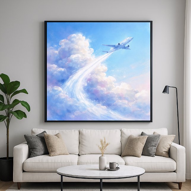 Poster Soaring Plane - Pastel Painting Style Art (Criador carregado)