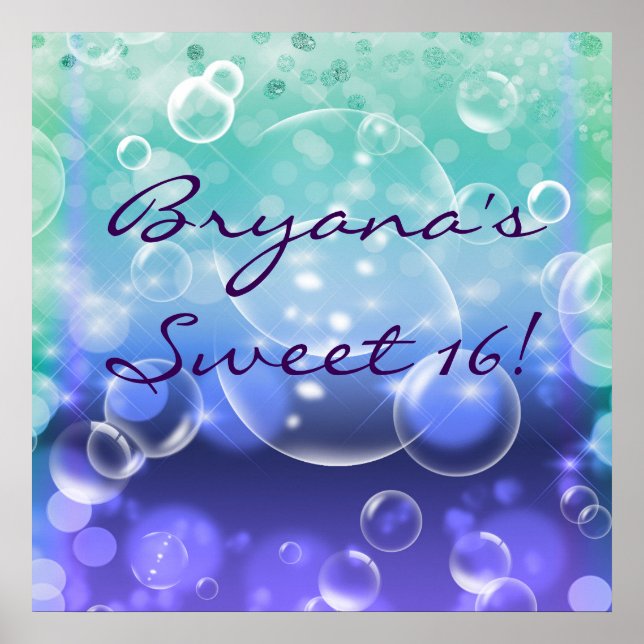 Poster Sob a Festa de aniversário do Mar Tropical (Frente)