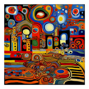 Póster Sob as padrões giratórios do céu surreal s