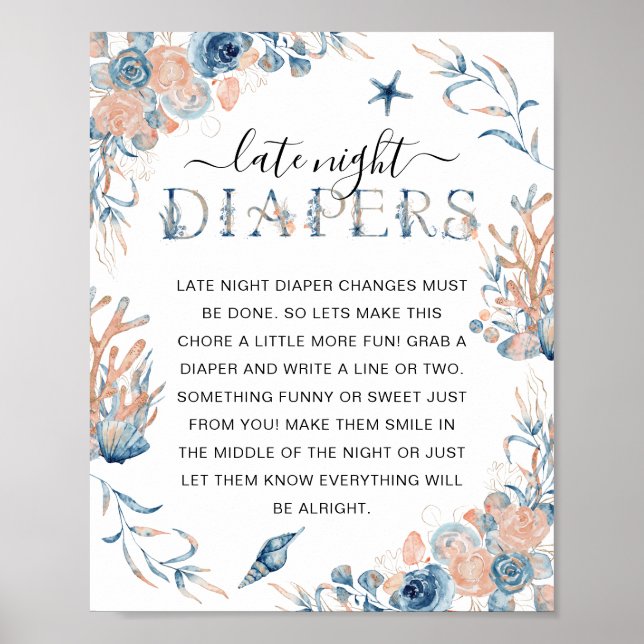 Poster Sob o Chá de fraldas do mar "Fralda noturna tardia (Frente)