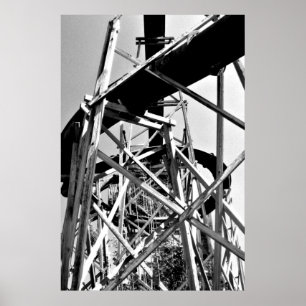 Poster Sob o diapositivo do tubo de água // Preto e Branc