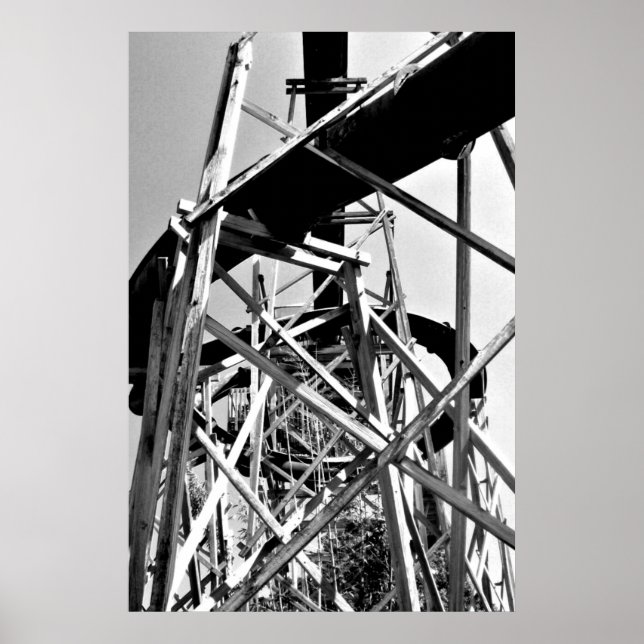 Poster Sob o diapositivo do tubo de água // Preto e Branc (Frente)