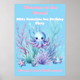 Poster Sob o Mar - Cartaz de Aniversário de Meninas Editá