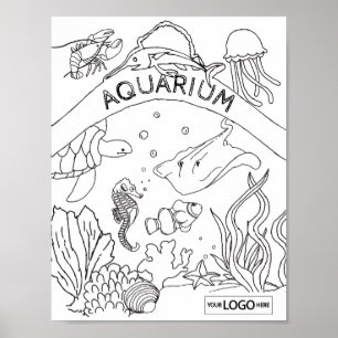 Poster Sob o Mar de Birthday Sea Life Art Coloring Art
