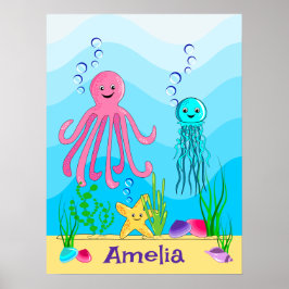 Poster Sob o Mar Fofo 