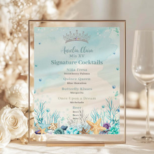 Poster Sob o Menu Bar Sea Quinceanera Cocktails