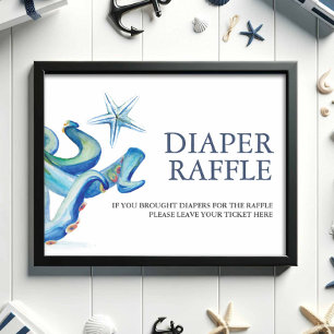Poster Sob o Sinal de Chá de fraldas de Raffle Fralda do