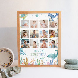 Poster Sob o Sinal de Milestone de Foto de Aniversário do