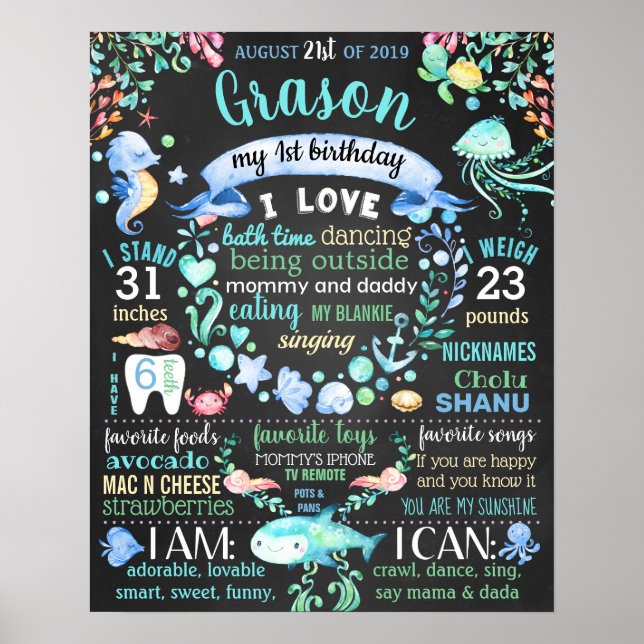 Poster Sob o sinal de primeira festa de aniversário (Frente)