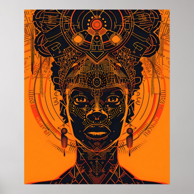 Poster Soberania Majestosa: Rainha Africana Americana (Frente)