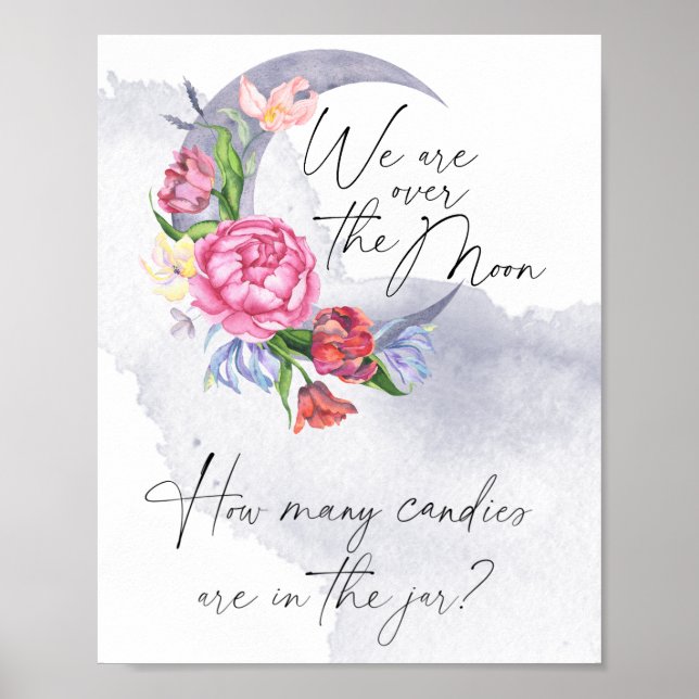 Poster Sobre a Lua adivinha quantas doces (Frente)