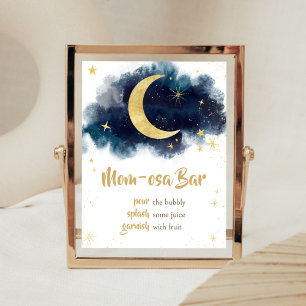 Poster Sobre a Lua Dourada Stars Blue Mãe Bar Osa