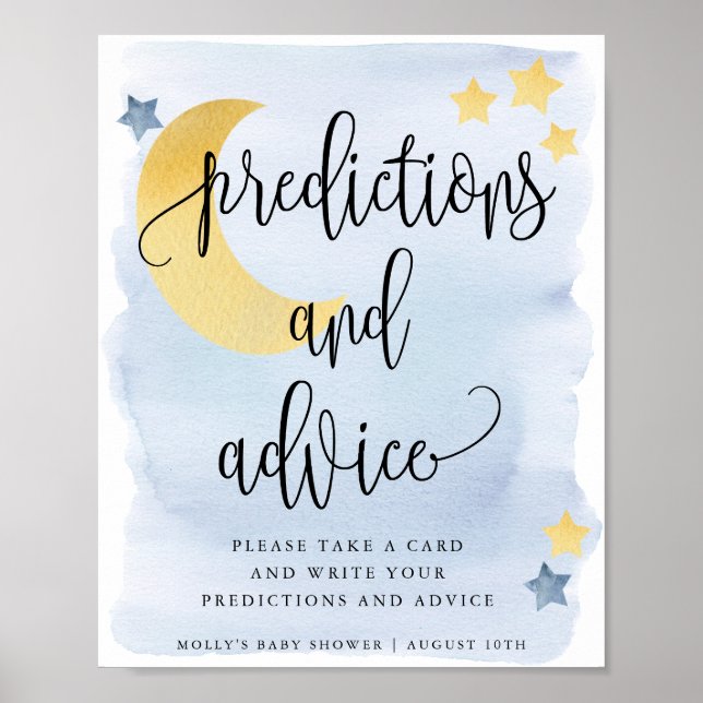 Poster Sobre a Lua, Previsões Azuis e Conselhos (Frente)