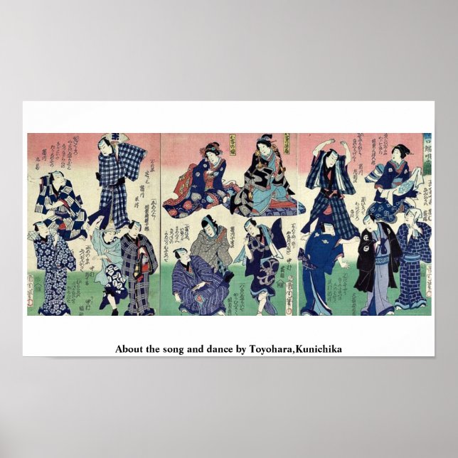 Póster Sobre a música e dança de Toyohara, Kunichika (Frente)