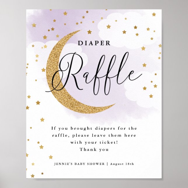 Poster Sobre o Chá de exibição de Fralda azul roxa Raffle (Frente)