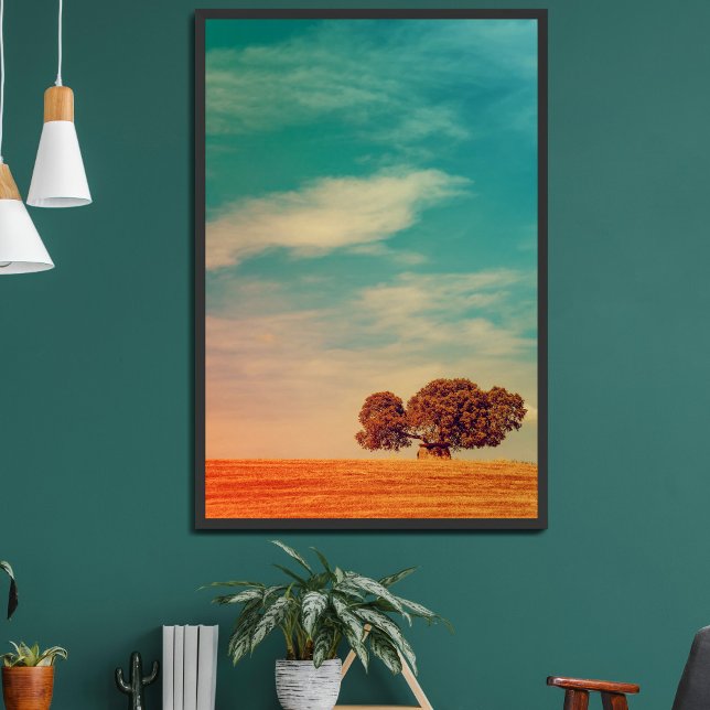 Poster Sobreiro e Dolmen num campo rural (Criador carregado)