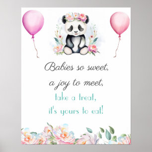 Poster Sobremesa Bebê Panda Peônias Selva Bebê