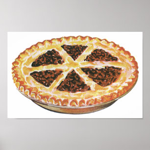 Póster Sobremesa Comida Antiga, Torta de Pecã Fresca Assa