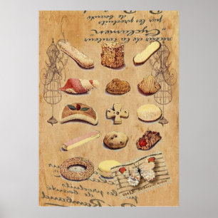 Póster sobremesa francesa do bolo dos biscoitos da