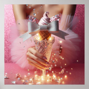 Poster Sobremesa romântica de Verão de luxo vintage glamo