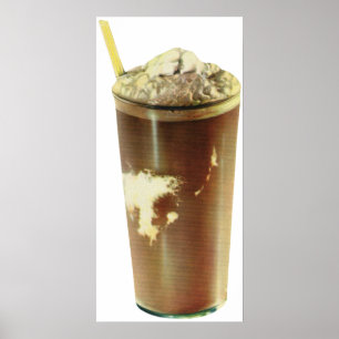 Póster Sobremesa Vintage, Milkshake de Chocolate e Creme 