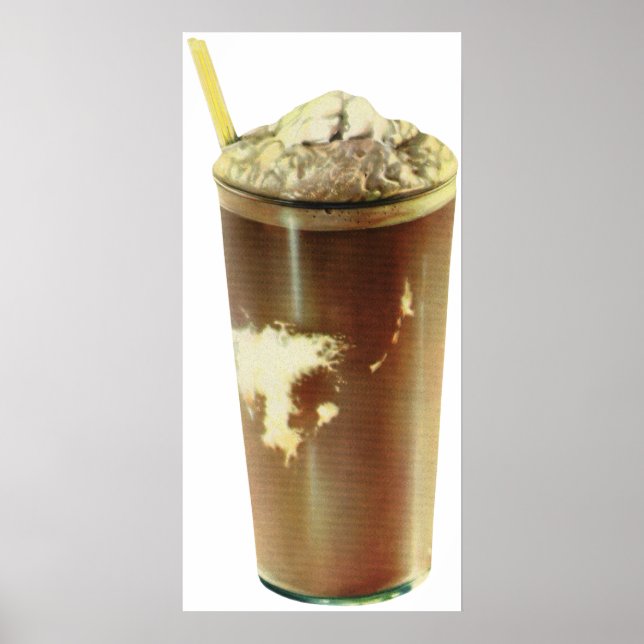 Póster Sobremesa Vintage, Milkshake de Chocolate e Creme  (Frente)