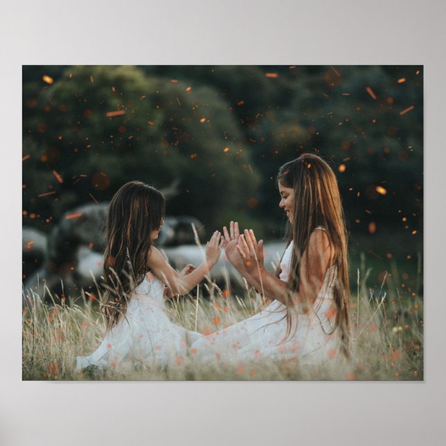 Poster Sobreposição de Faíscas Bokeh de Foto Personalizad (Frente)