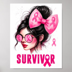 Poster Sobrevivência Cancer de mama Consciência rosa Mens