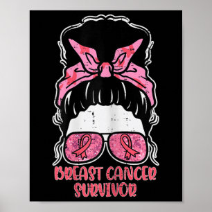 Poster Sobrevivência do Câncer da Mama Hairbun Cancer com