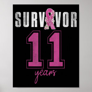 Poster Sobrevivente 11 Anos Faixa de Outubro Câncer de Ma
