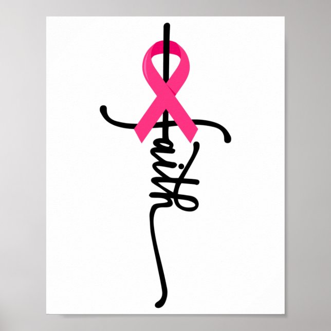 Poster Sobrevivente Cruzado Fita Rosa Cancer 2 (Frente)