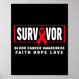Poster Sobrevivente de Câncer de Sangue - Fita Vermelha C