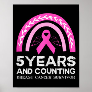 Poster Sobrevivente de câncer Teto 5 Anos Cancer Pink Rai