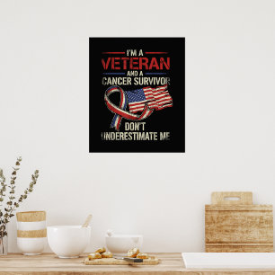 Poster Sobrevivente de Câncer Veterano Não Me Subestime