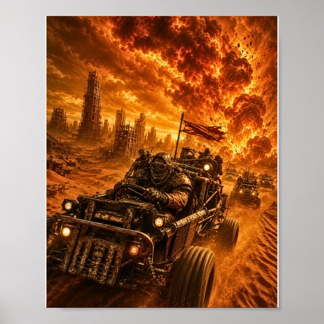 Poster Sobrevivente Pós-Apocalíptico Dirigindo Através de (Frente)