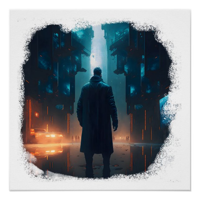 Póster Sobrevivente solitário em uma cidade apocalíptica  (Frente)