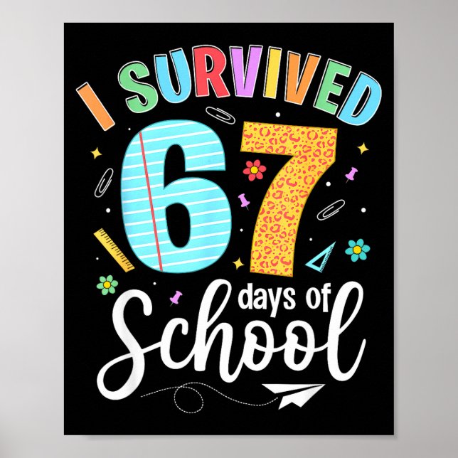 Poster Sobrevivi a 67 Dias De Escola Piada Engraçada Prof (Frente)
