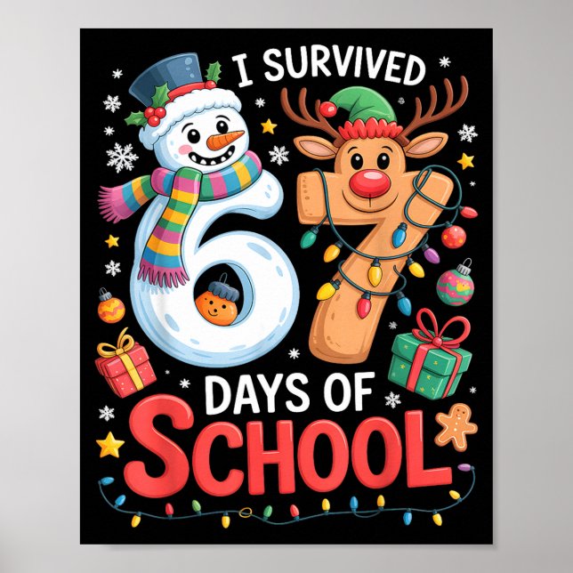 Poster Sobrevivi a 67 Dias de Escola Piada Meme Seis Sete (Frente)