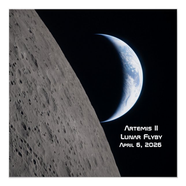 Póster Sobrevoo Lunar Artemis II (Frente)
